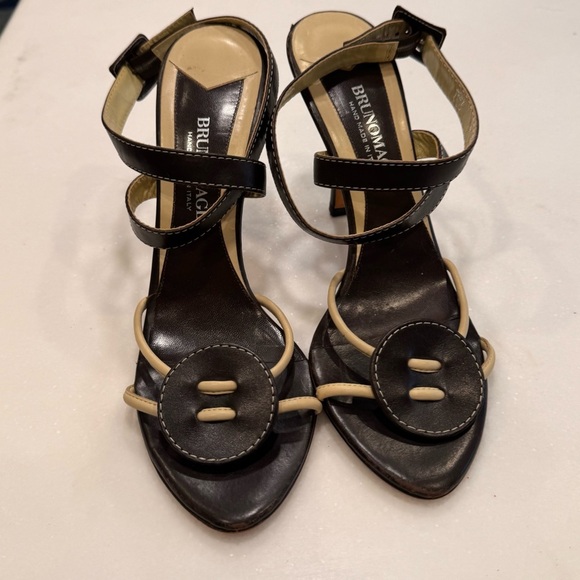 Bruno Magli high heel sandals brown leather ankle strap women’s size 8.5 - Picture 7 of 9
